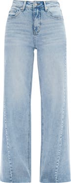 Bayeas High Waist Raw Hem Wide Leg Jeans