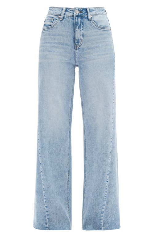 Bayeas High Waist Raw Hem Wide Leg Jeans In Blue