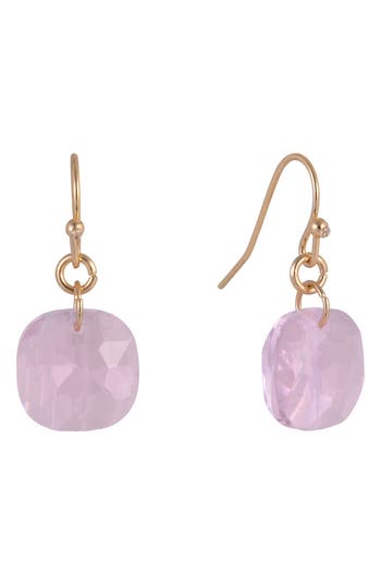 Laundry By Shelli Segal Cushion Cut Crystal Drop Earrings In Pink