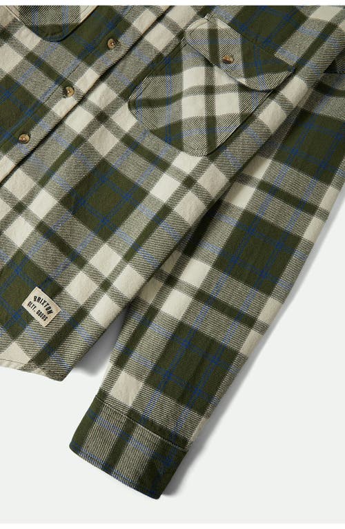 Brixton Bowery Plaid Cotton Overshirt In Green