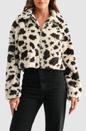 All in Favor Animal Print High Pile Fleece Jacket