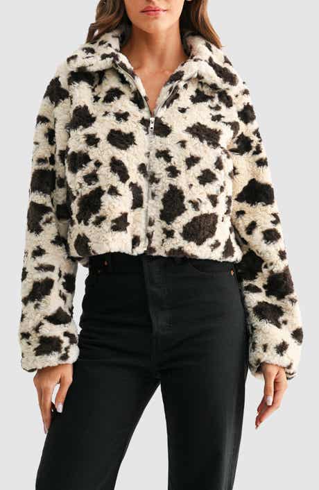 All in Favor Animal Print High Pile Fleece Jacket