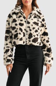 All in Favor Animal Print High Pile Fleece Jacket