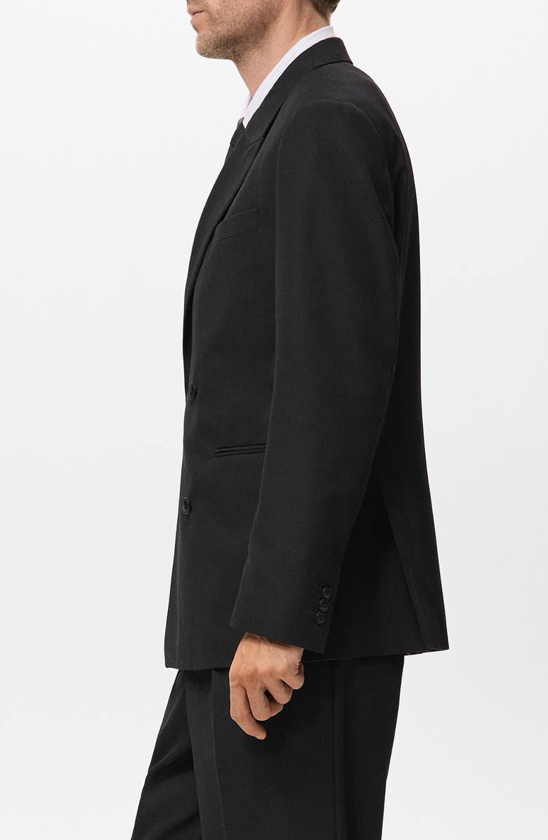 MANGO Double Breasted Suit Jacket, Alternate, color, Black