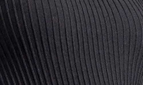 Shop Misook Long Sleeve Rib Fit & Flare Midi Dress In Black