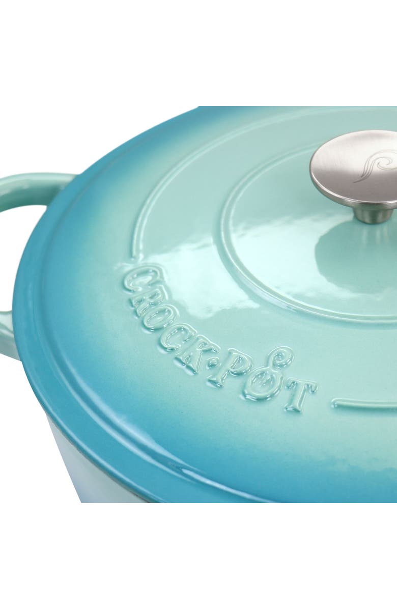Crock-pot 5 Quart Enameled Cast Iron Braiser Pan with Lid, Alternate, color, Blue