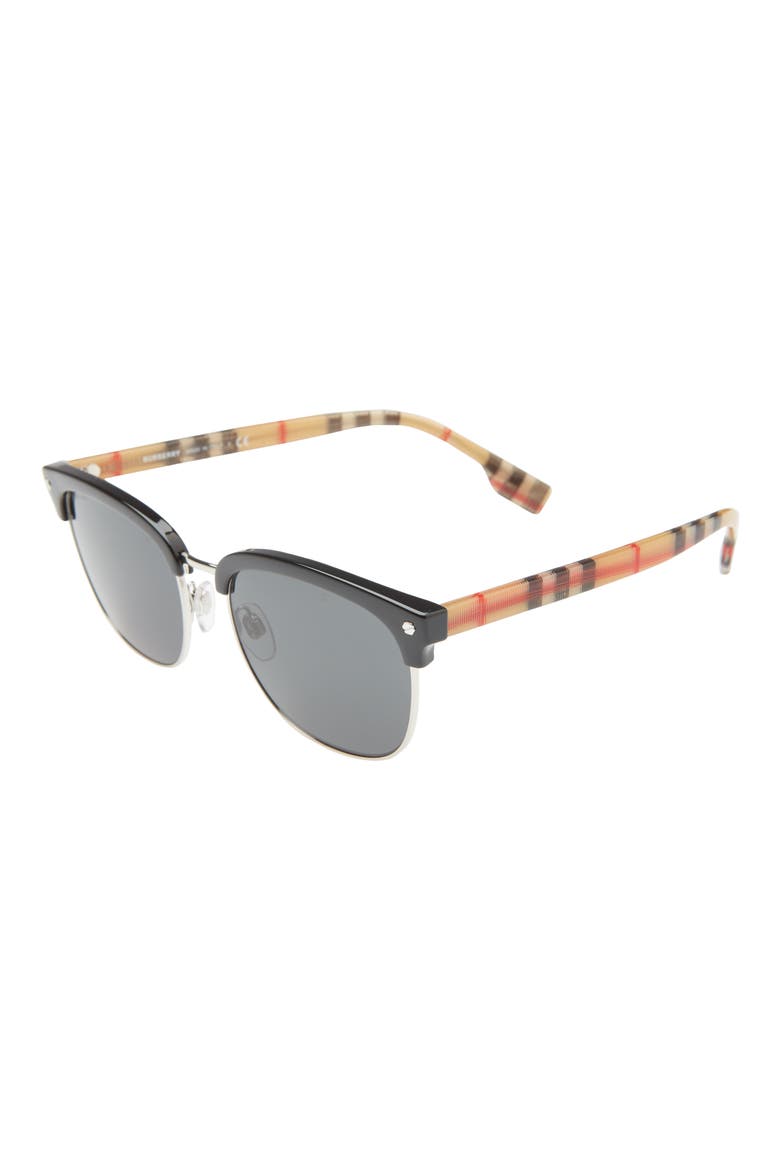 55mm Browline Sunglasses, Alternate, color, BLACK/ GREY