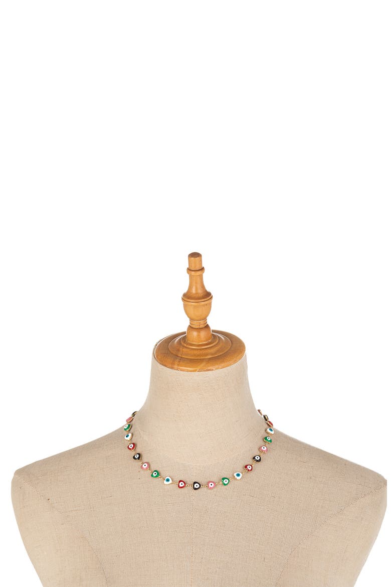 Heart & Eye Enamel Necklace, Alternate, color, GOLD