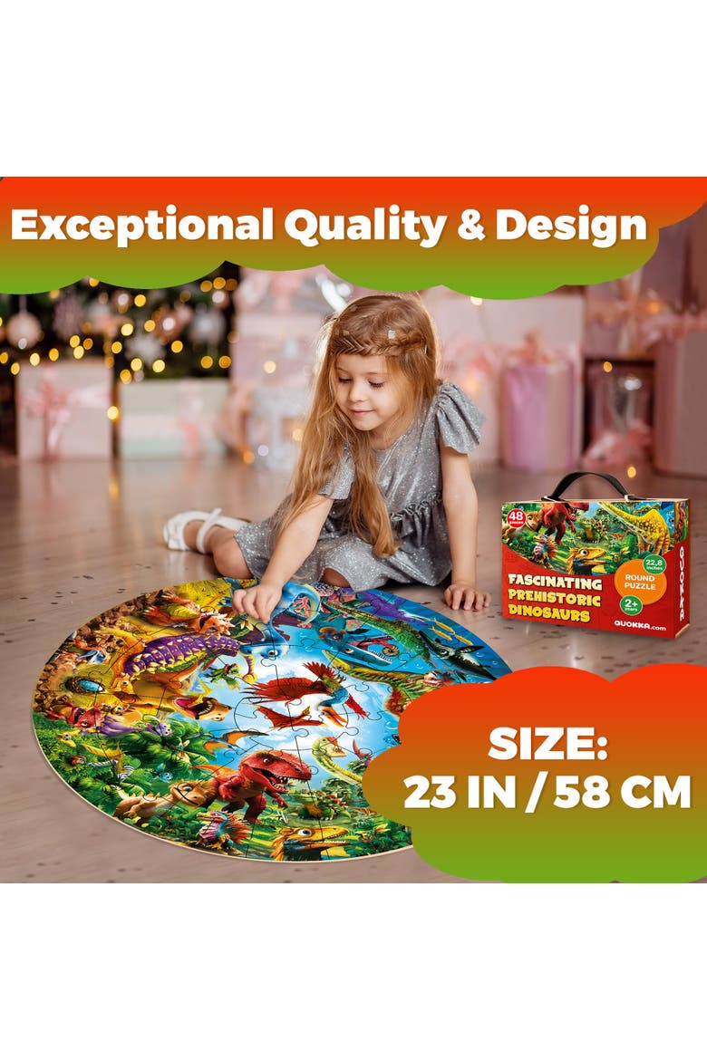 48 Piece Round Jigsaw Puzzles - Giant Educational Dino, Alternate, color, Dino