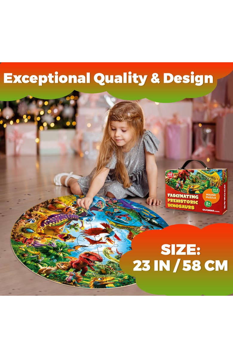 Quokka 48 Piece Round Puzzles - Giant Educational Dino, Alternate, color, Dino