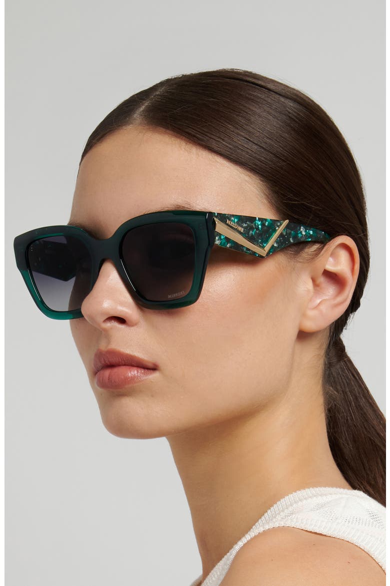 53mm Gradient Square Sunglasses, Alternate, color, GREEN/ DARK GREY