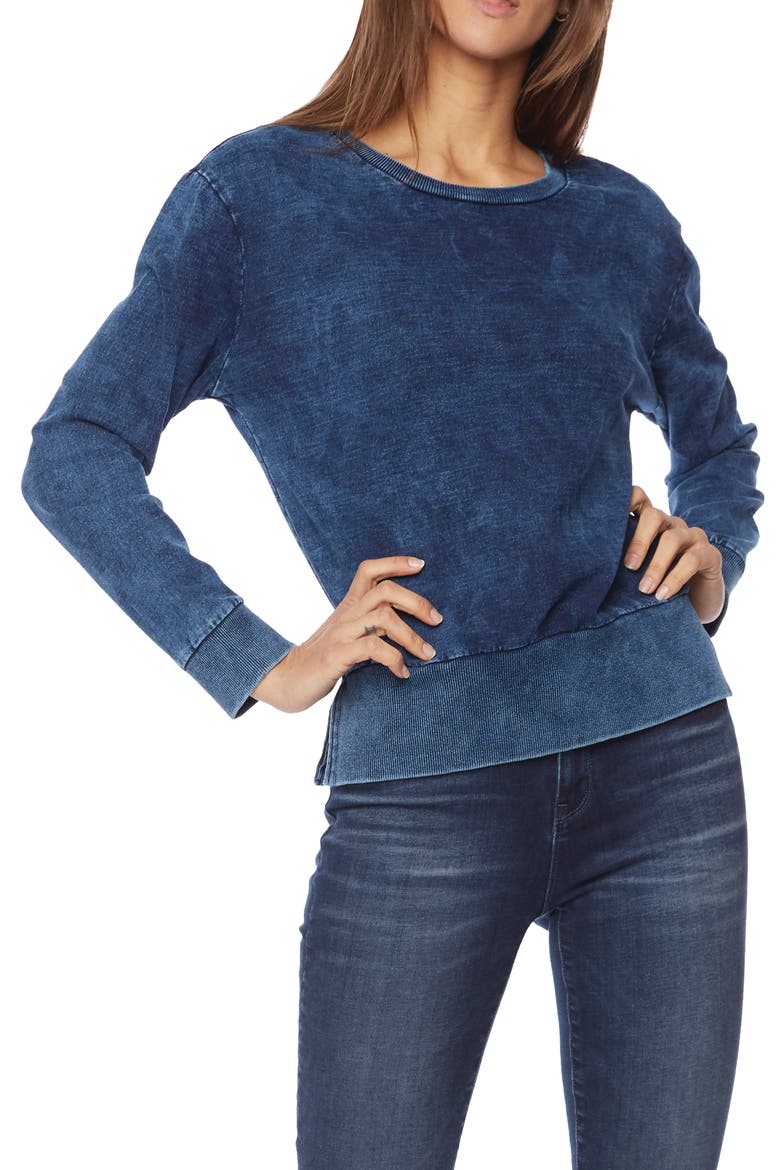 Denim Cotton French Terry Sweatshirt, Main, color, INDIGO