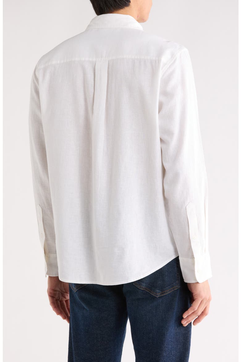 Solid Linen Blend Button-Up Shirt, Alternate, color, WHITE