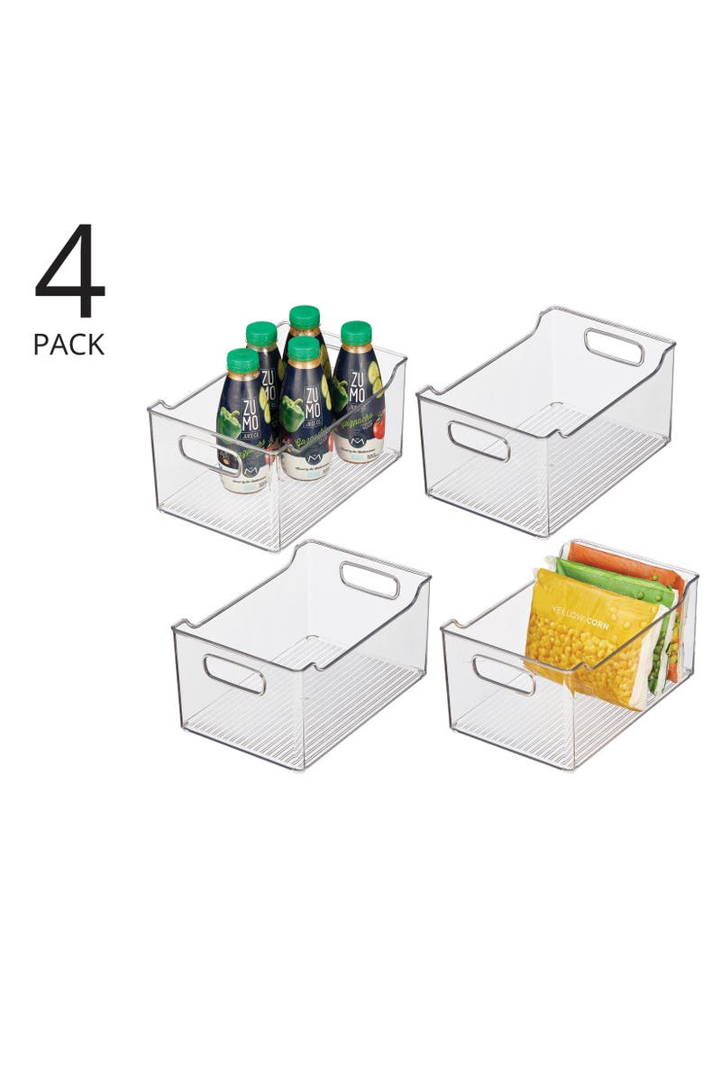 mDesign Plastic Food Storage Organizer Bin for Home and Kitchen - 4 Pack, Alternate, color, Clear