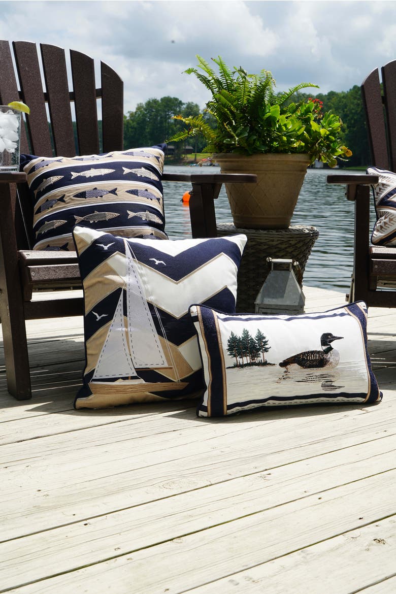 Lakeside Chevron Sail Outdoor Accent Throw Pillow  20" x 20", Alternate, color, Blue