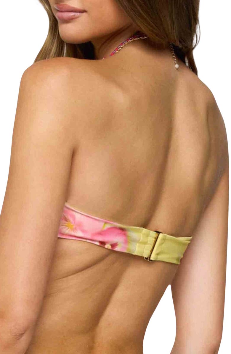 EDIKTED Miley Floral Bandeau Bikini Top, Alternate, color, Yellow