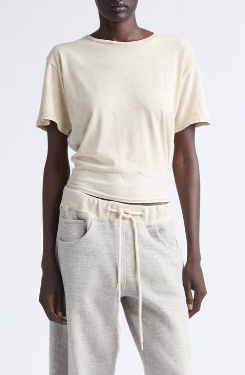 Tight Waist Cotton & Cashmere T-Shirt