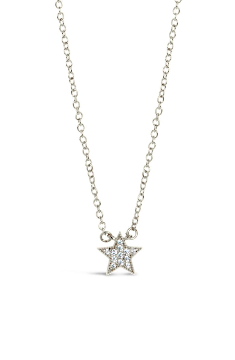 Sterling Forever Dainty Everyday Cubic Zirconia Star Pendant Necklace, Alternate, color, Silver