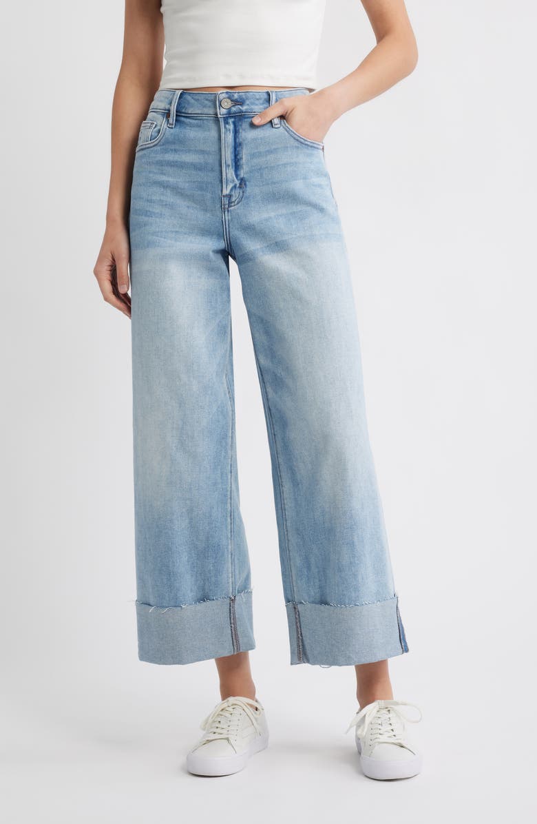 HIDDEN JEANS Cuffed Wide Leg Jeans, Main, color, Medium Wash