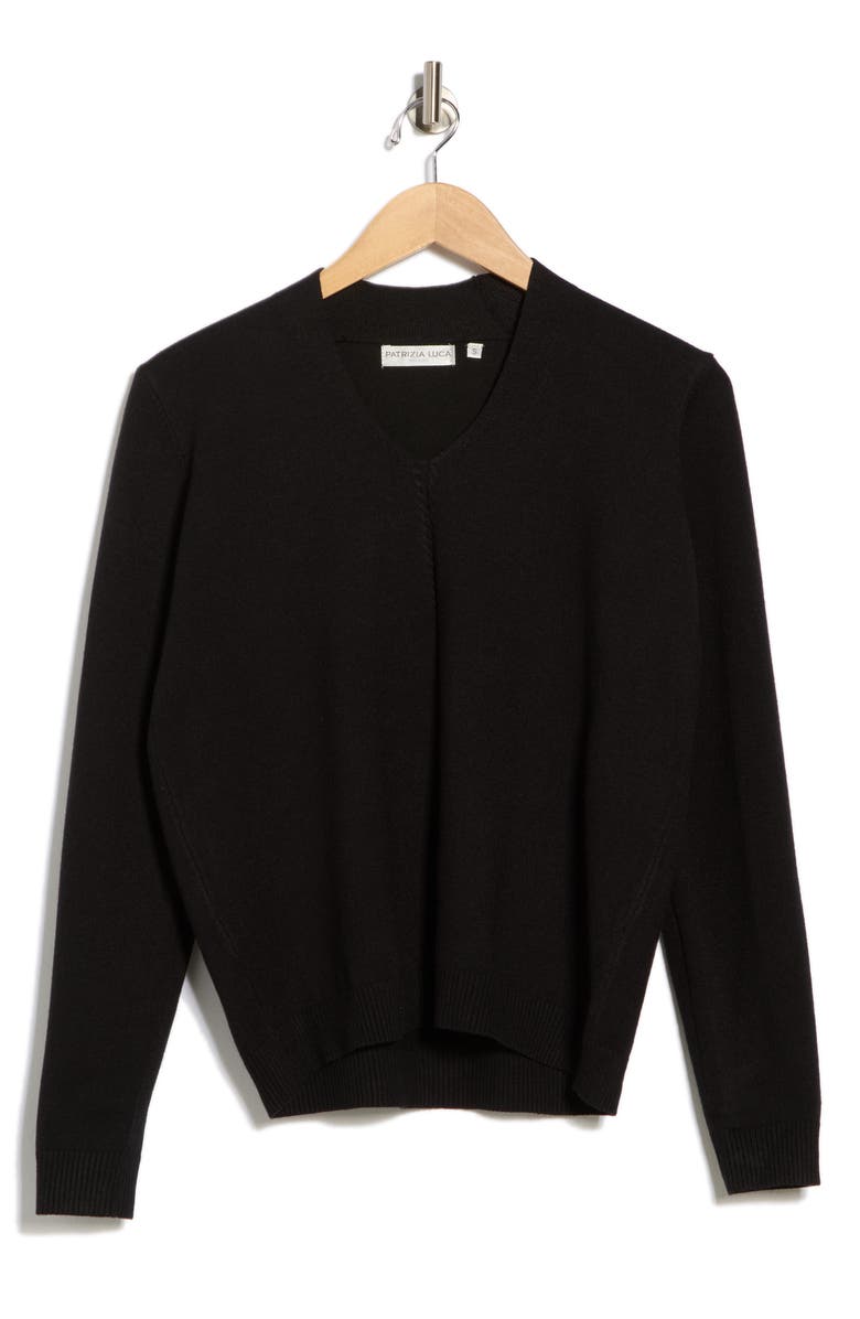 PATRIZIA LUCA V-Neck Sweater, Alternate, color, Black