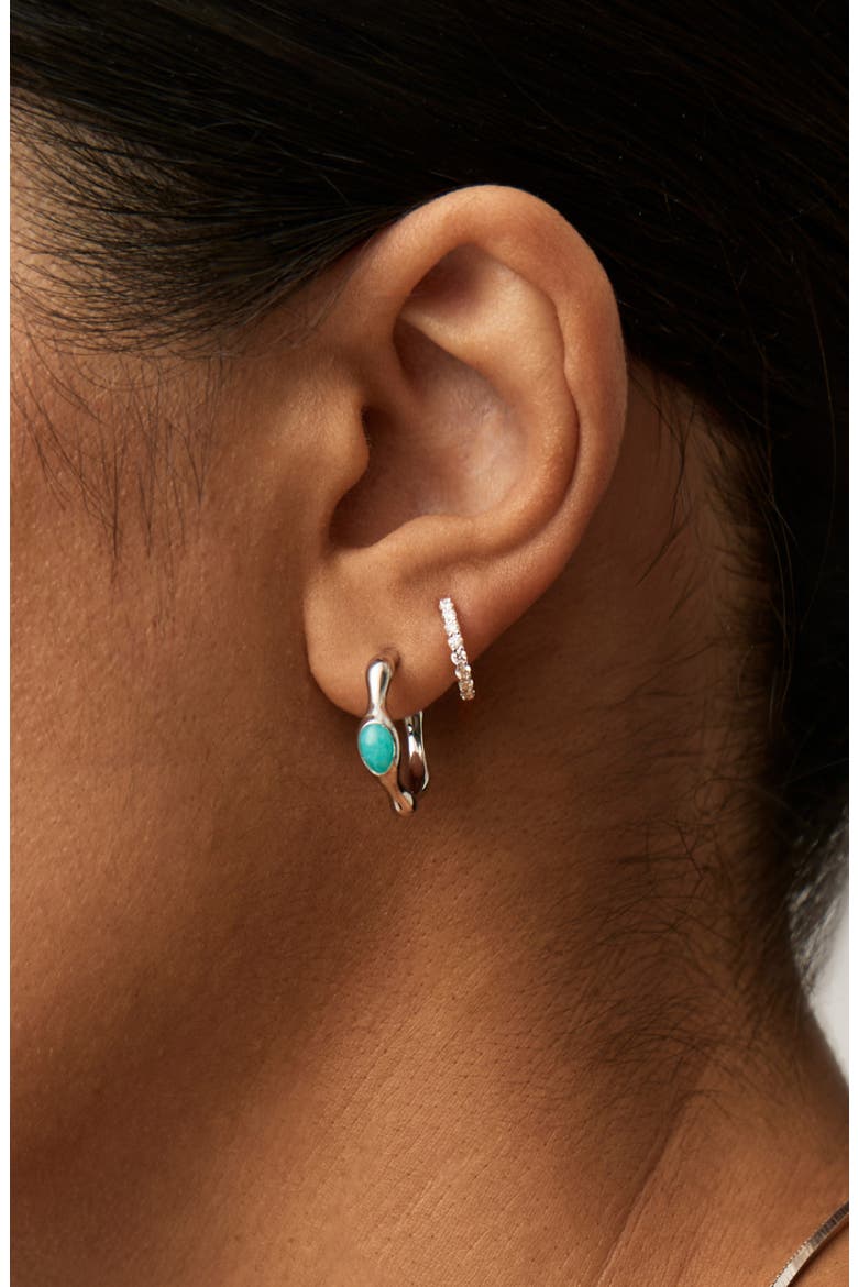 Small Magma Hoop Earrings, Alternate, color, SILVER/ AMAZONITE