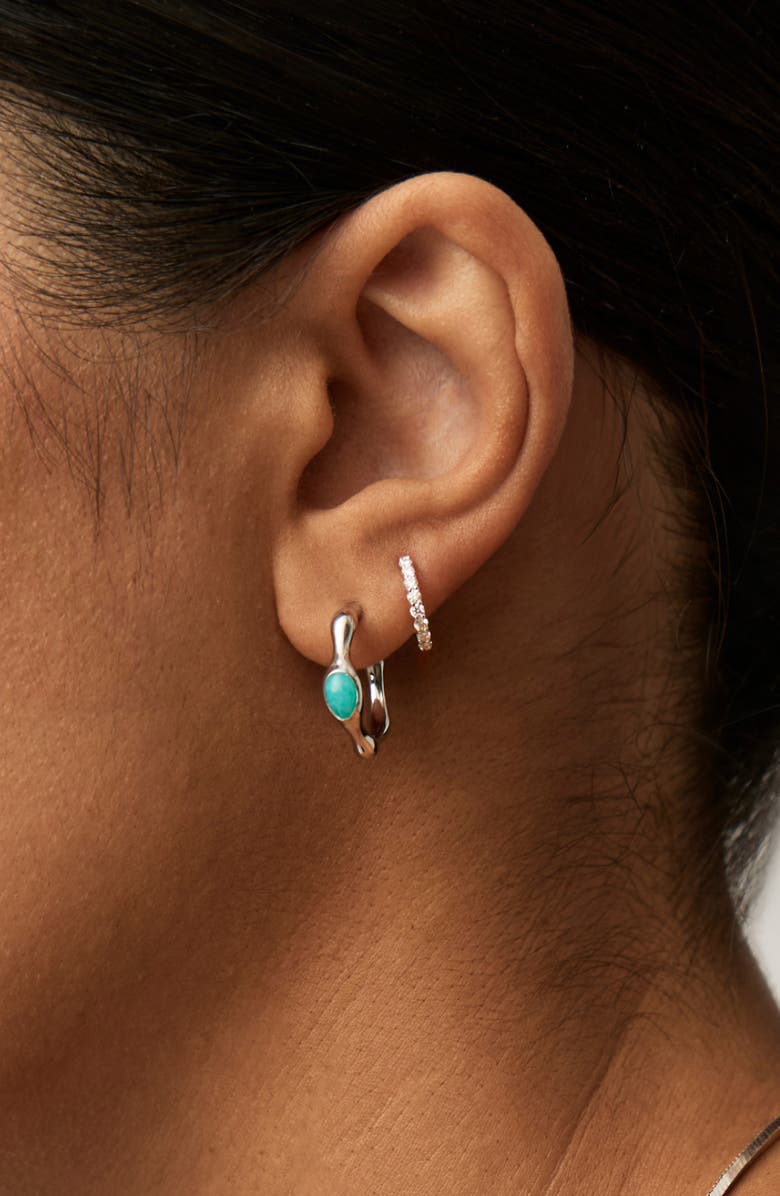 Missoma Small Magma Hoop Earrings, Alternate, color, Silver/ Amazonite
