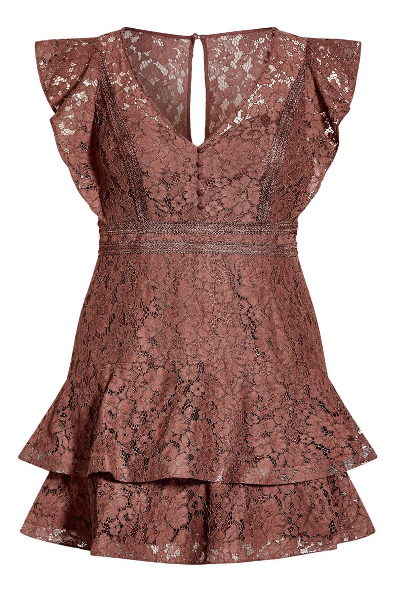 Sandy Fit & Flare Lace Minidress, Alternate, color, CHOCOLATE