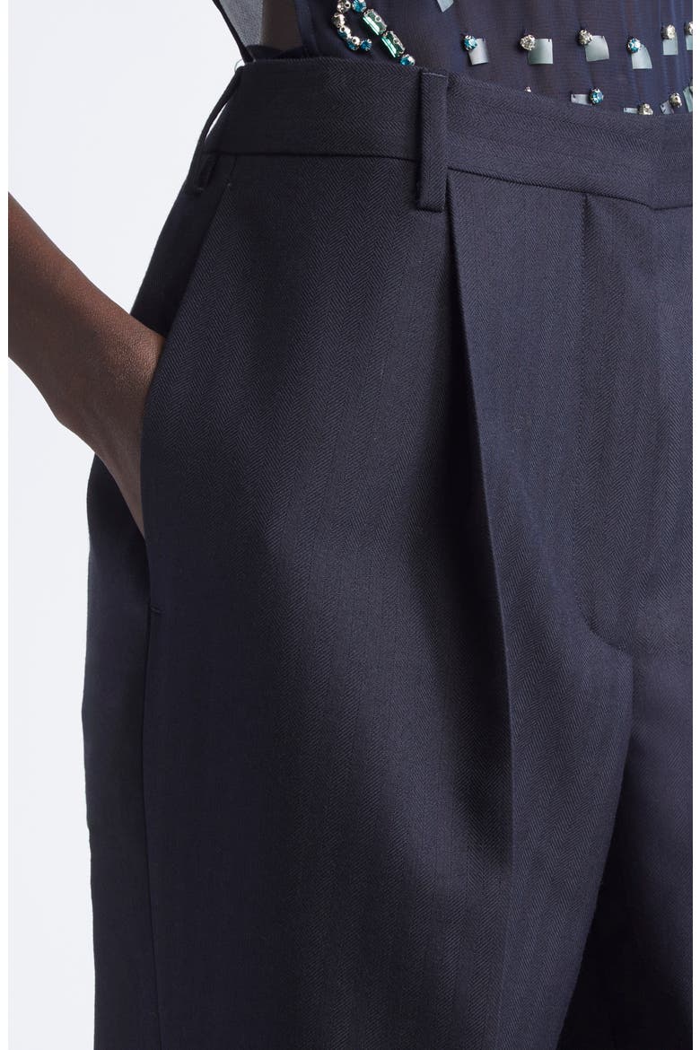 Portias Stripe Wool Straight Leg Pants, Alternate, color, NAVY