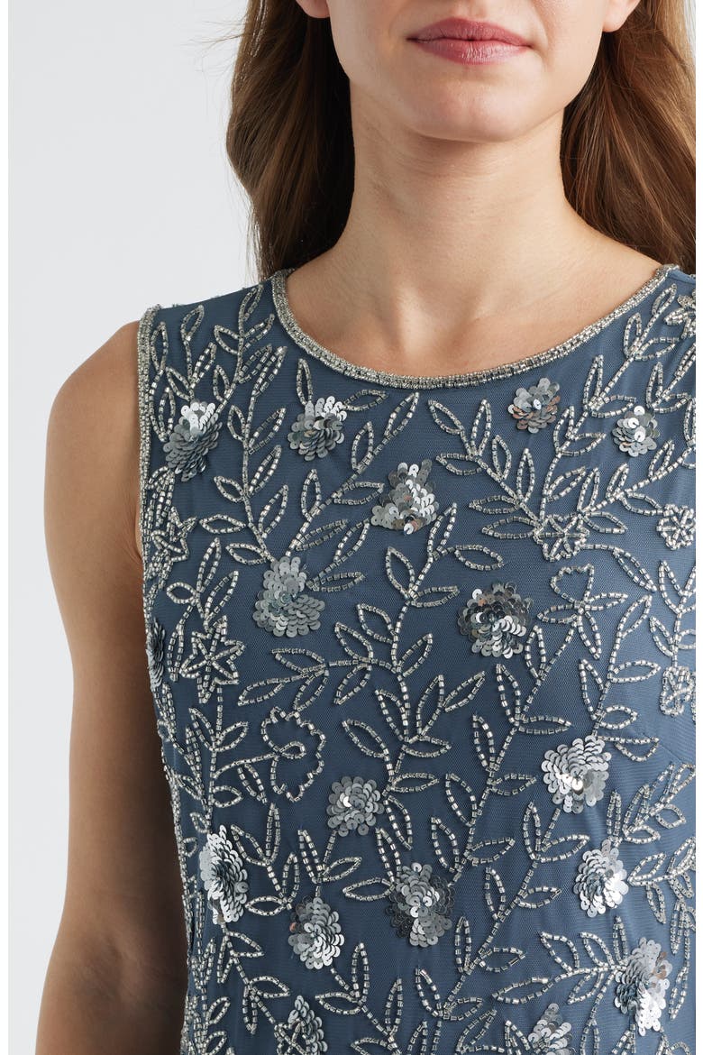 Beaded Godet Hem Cocktail Dress, Alternate, color, GREY