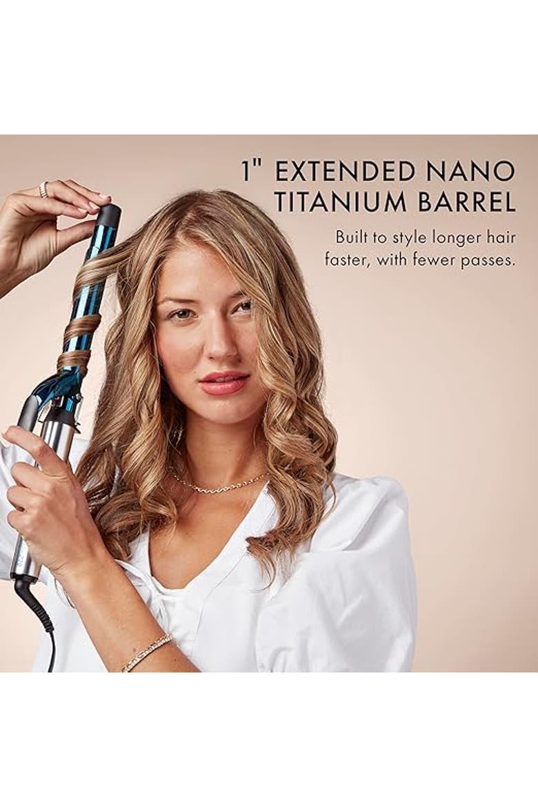 Nano Titanium 1" Extended Barrel Curling Iron, Alternate, color, Blue