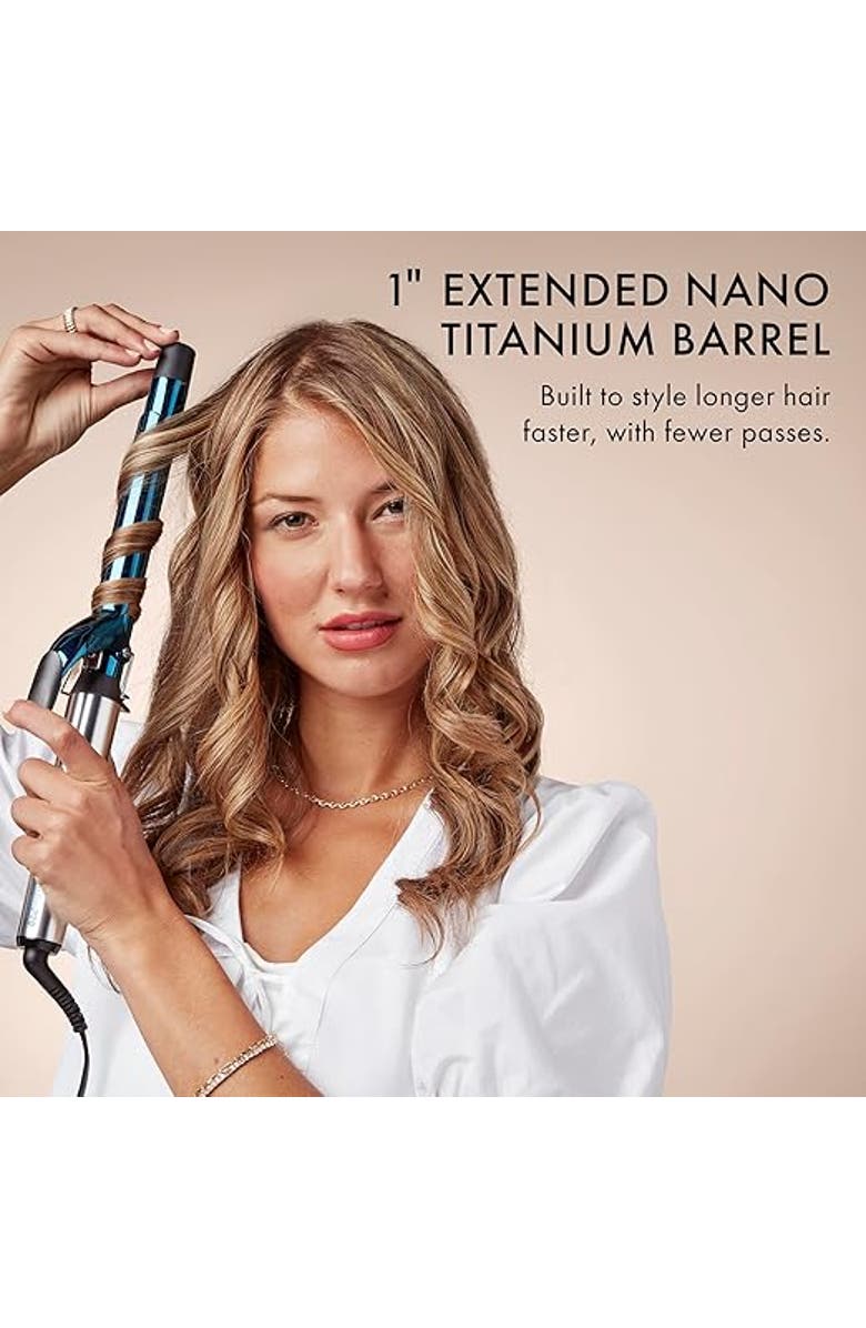 BaBylissPRO Nano Titanium 1" Extended Barrel Curling Iron, Alternate, color, Blue