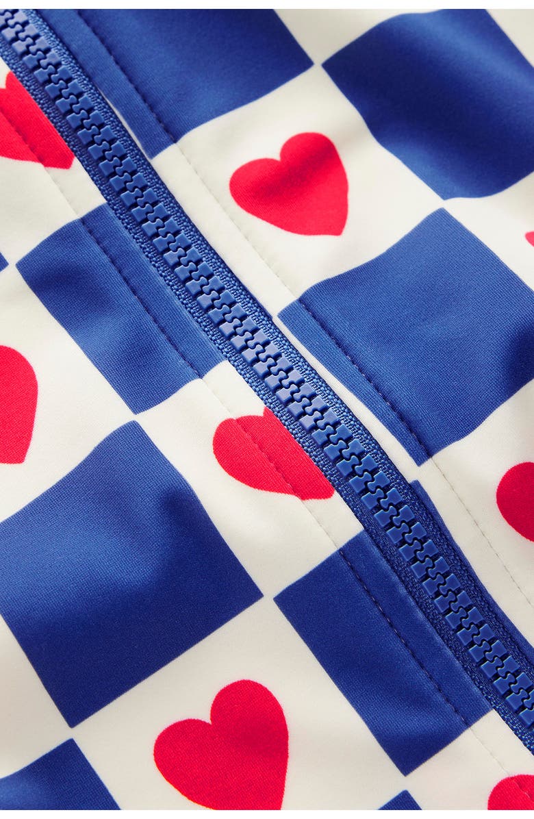 Mini Boden Kids' Long Sleeve One-Piece Swimsuit, Alternate, color, Bluejay Heart Stamp