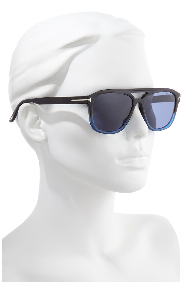Gerrard 56mm Aviator Sunglasses, Alternate, color, DARK HAVANA W BLUE FADE/ BLUE