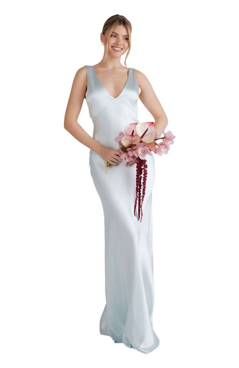 Twist Back Satin Bridesmaid Dress