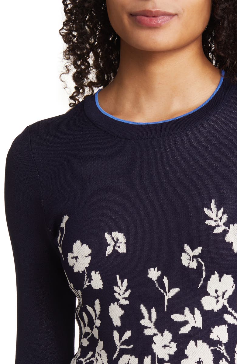 Vince Camuto Floral Jacquard Fit & Flare Dress, Alternate, color, 