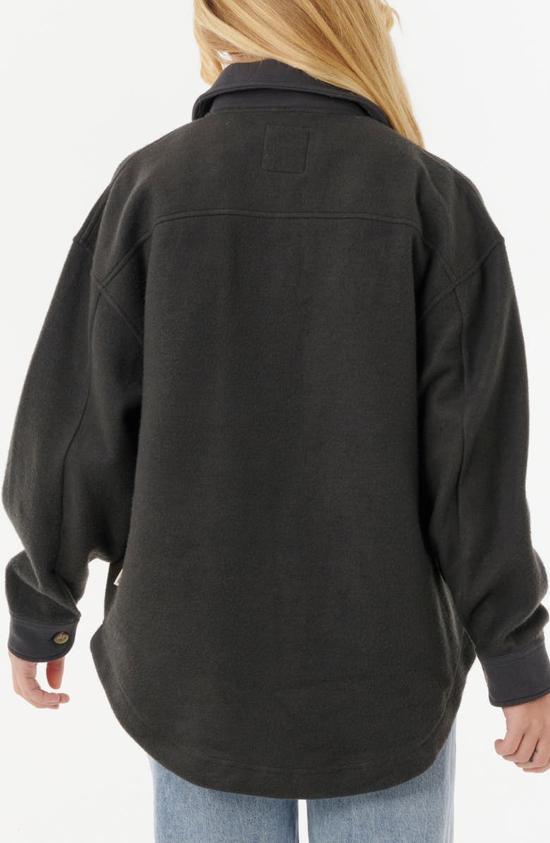 Rip Curl High Tide Fleece Button-Up Shacket, Alternate, color, Washed Black