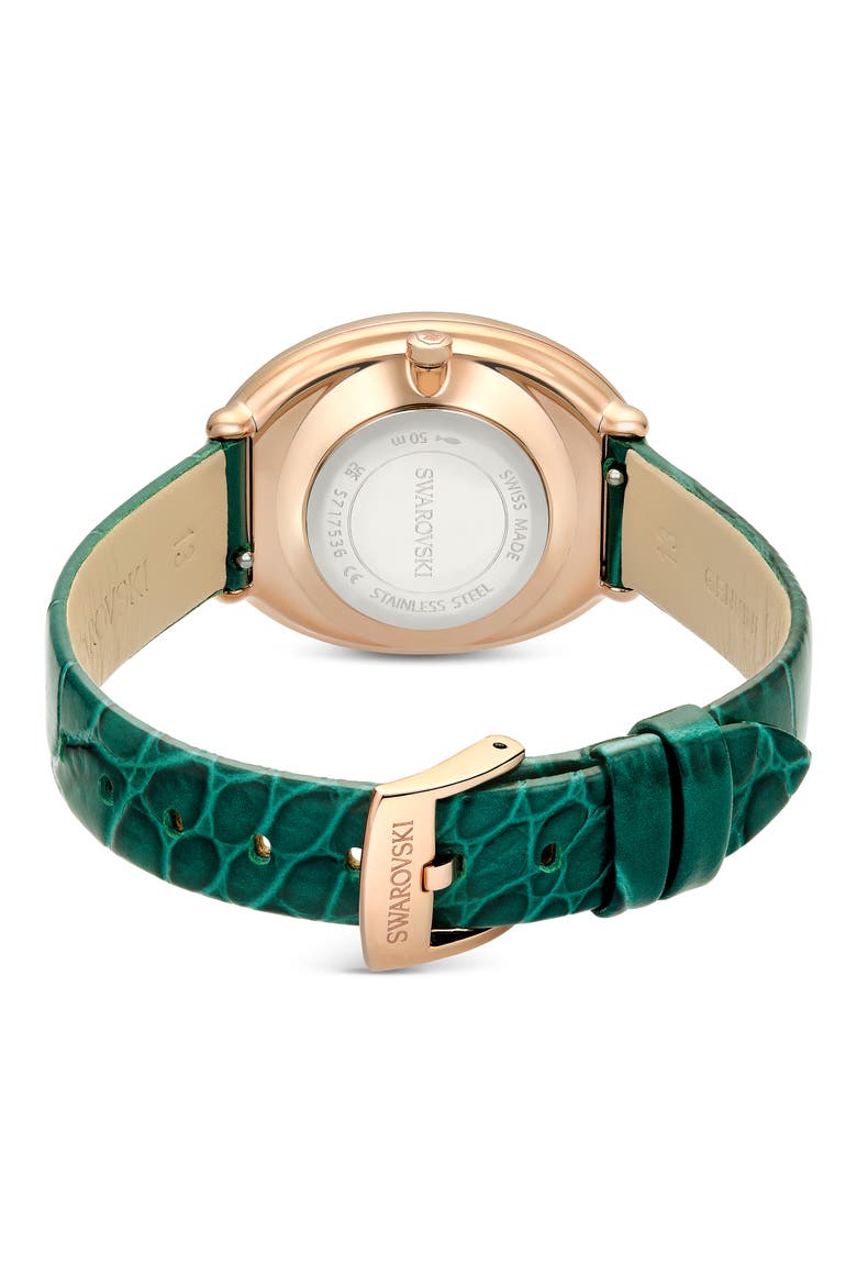 Imber Oval Leather Strap Watch, 24mm x 26.3mm, Alternate, color, GREEN