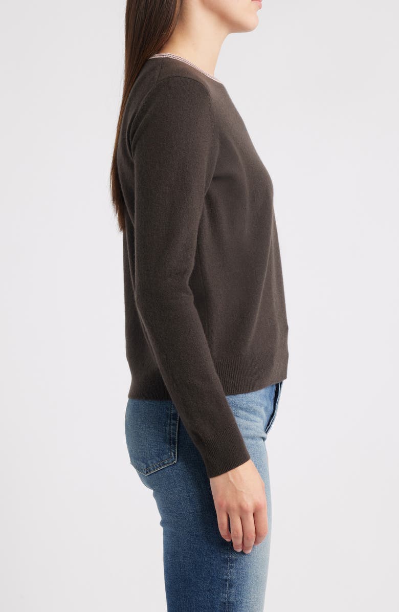 MARGARET O'LEARY Crewneck Cashmere Sweater, Alternate, color, Chocolate/ Blush