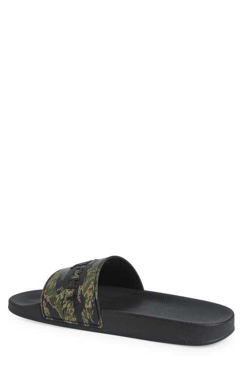Givenchy Logo-embossed Slides In Black/khaki