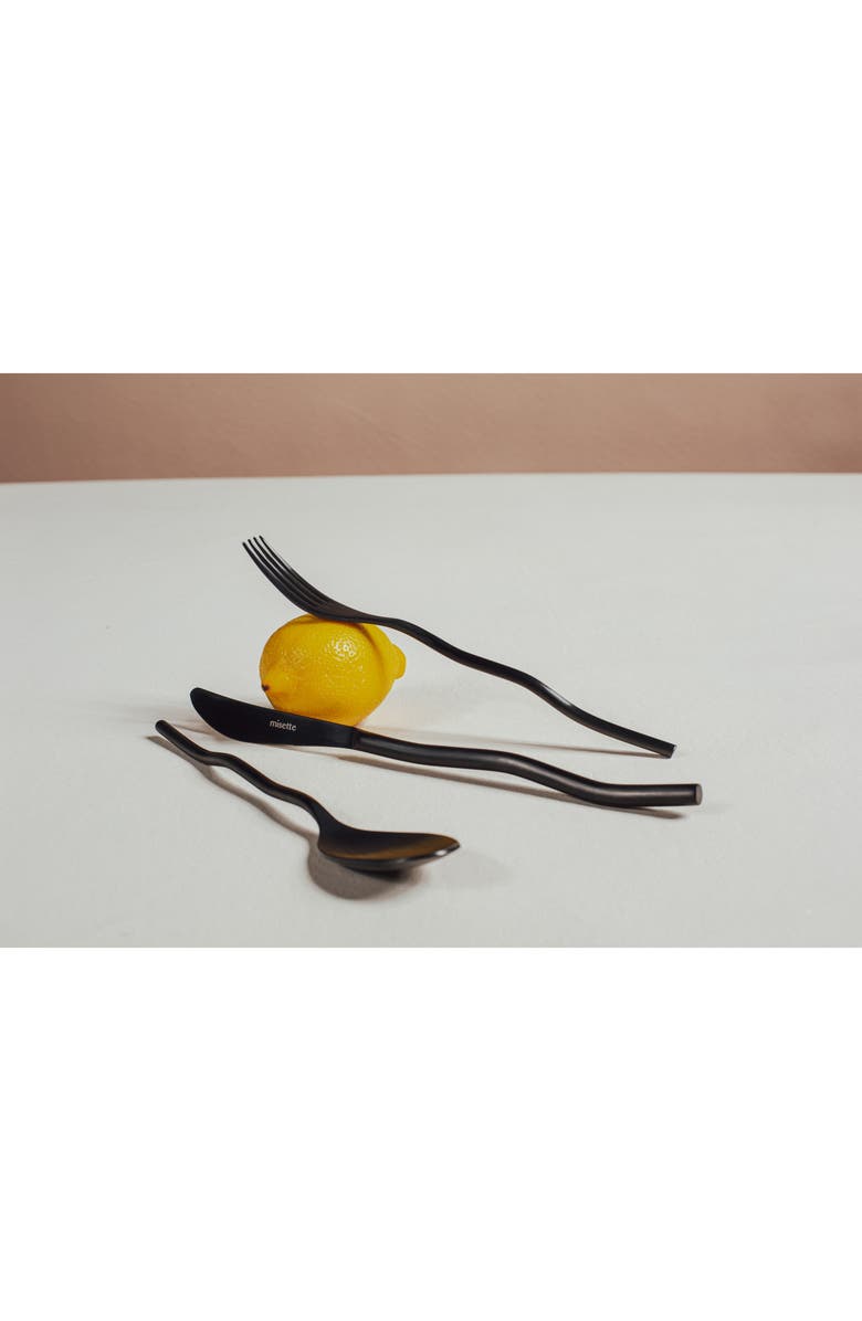 MISETTE Squiggle 5-Piece Flatware Set, Alternate, color, Matte Black