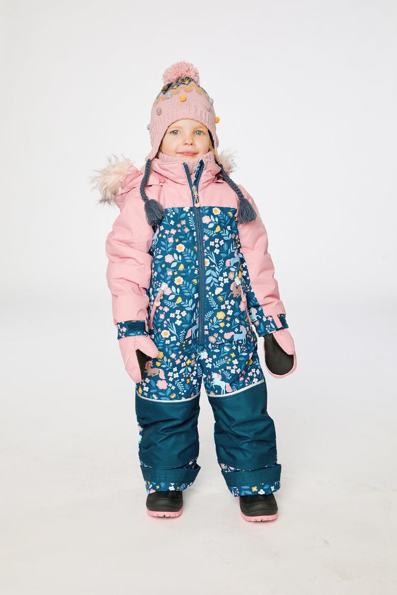 Discover Unicorn Detachable Hood One Piece Snowsuit, Alternate, color, Blue and Pink Unicorn Print