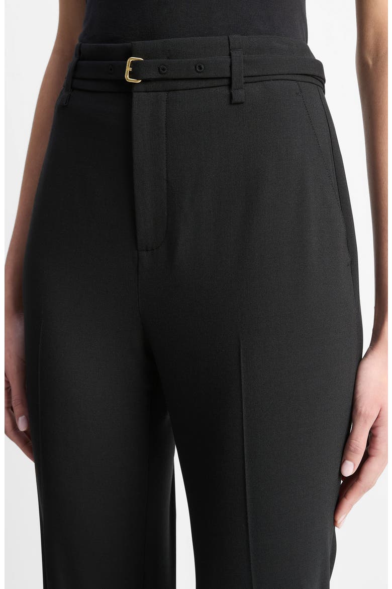 Belted High Waist Flare Leg Pants, Alternate, color, BLACK