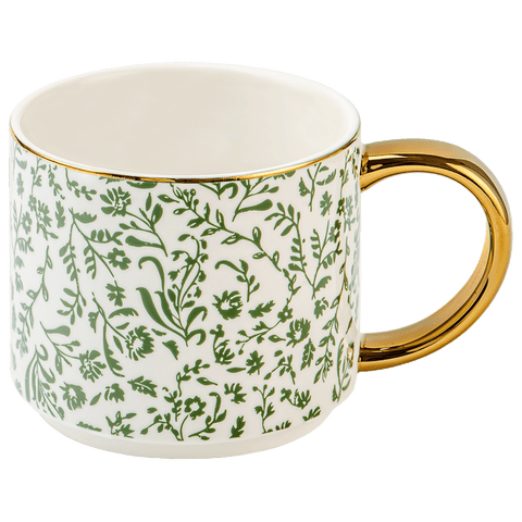 Patterned 14 oz Gold Handle Coffee Mug