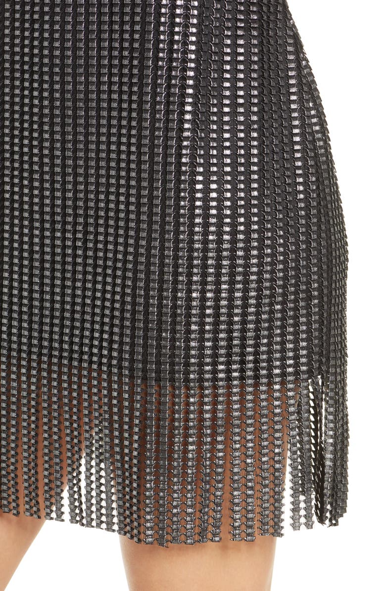 SHO by Tadashi Shoji Metallic Textured Fringe Minidress, Alternate, color, 