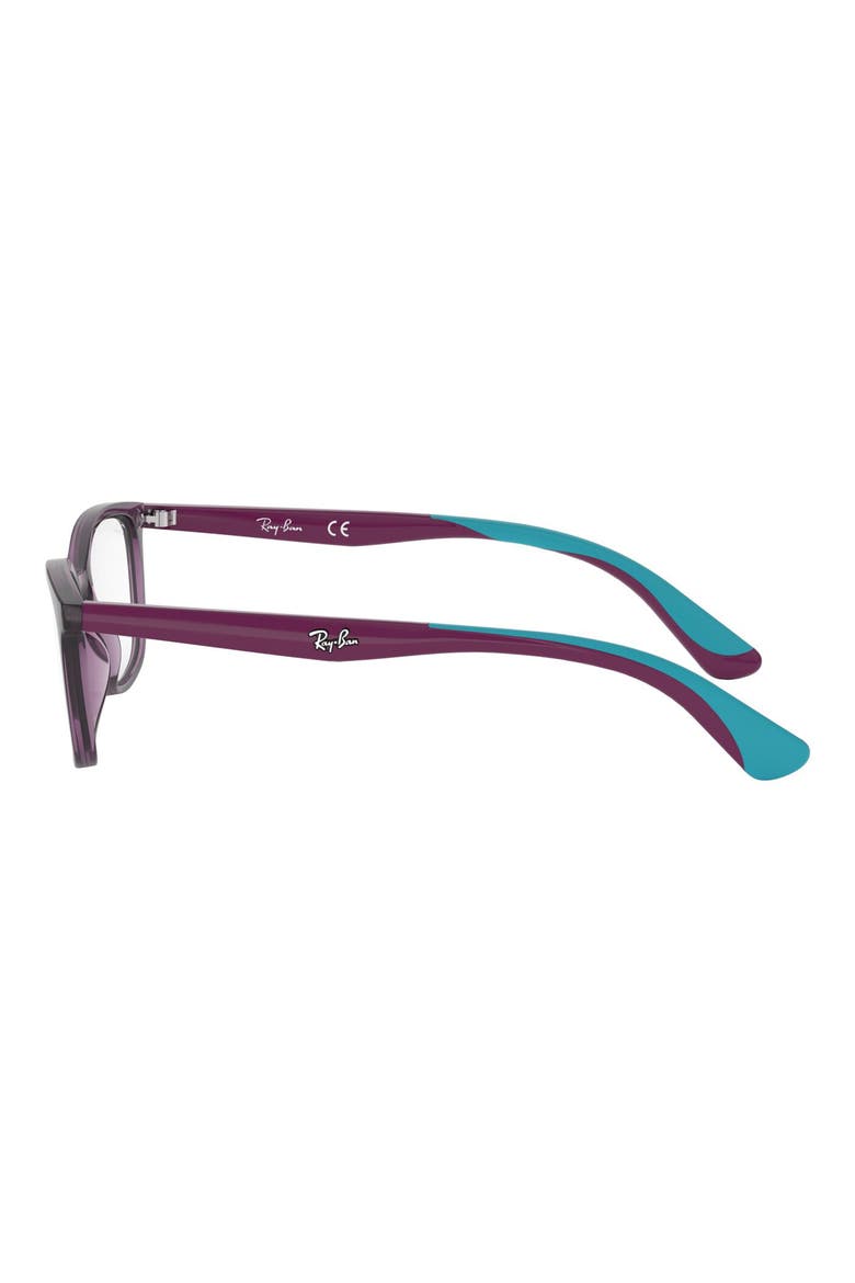Kids' 47mm Small Rectangular Optical Glasses, Alternate, color, TRANSPARENT VIOLET