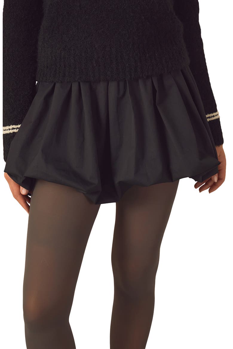High Waist Bubble Miniskirt, Alternate, color, BLACK