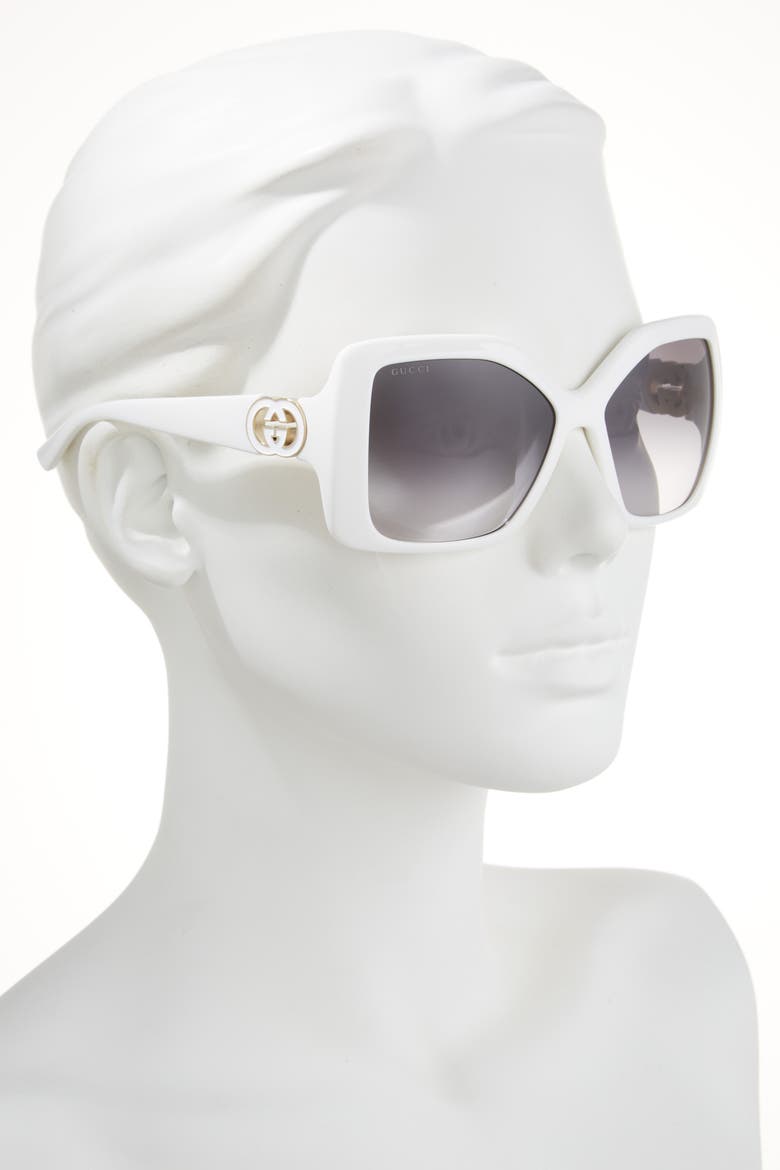 59mm Square Sunglasses, Alternate, color, WHITE
