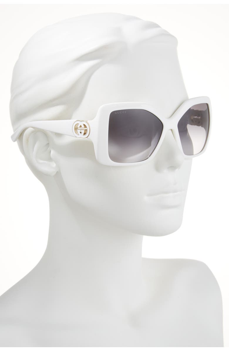 Gucci 59mm Square Sunglasses, Alternate, color, White