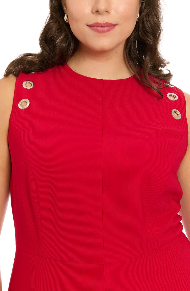 London Times Grommet Sleeveless Midi Dress, Alternate, color, Baroq Ruby