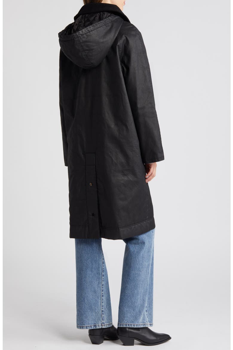Waxed Cotton Twill Coat, Alternate, color, BLACK